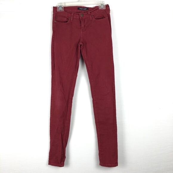 Angry Rabbit Skinny Jeans Red Denim Style ASK300 Mid Rise Size 26 Inseam 32" - Picture 2 of 10